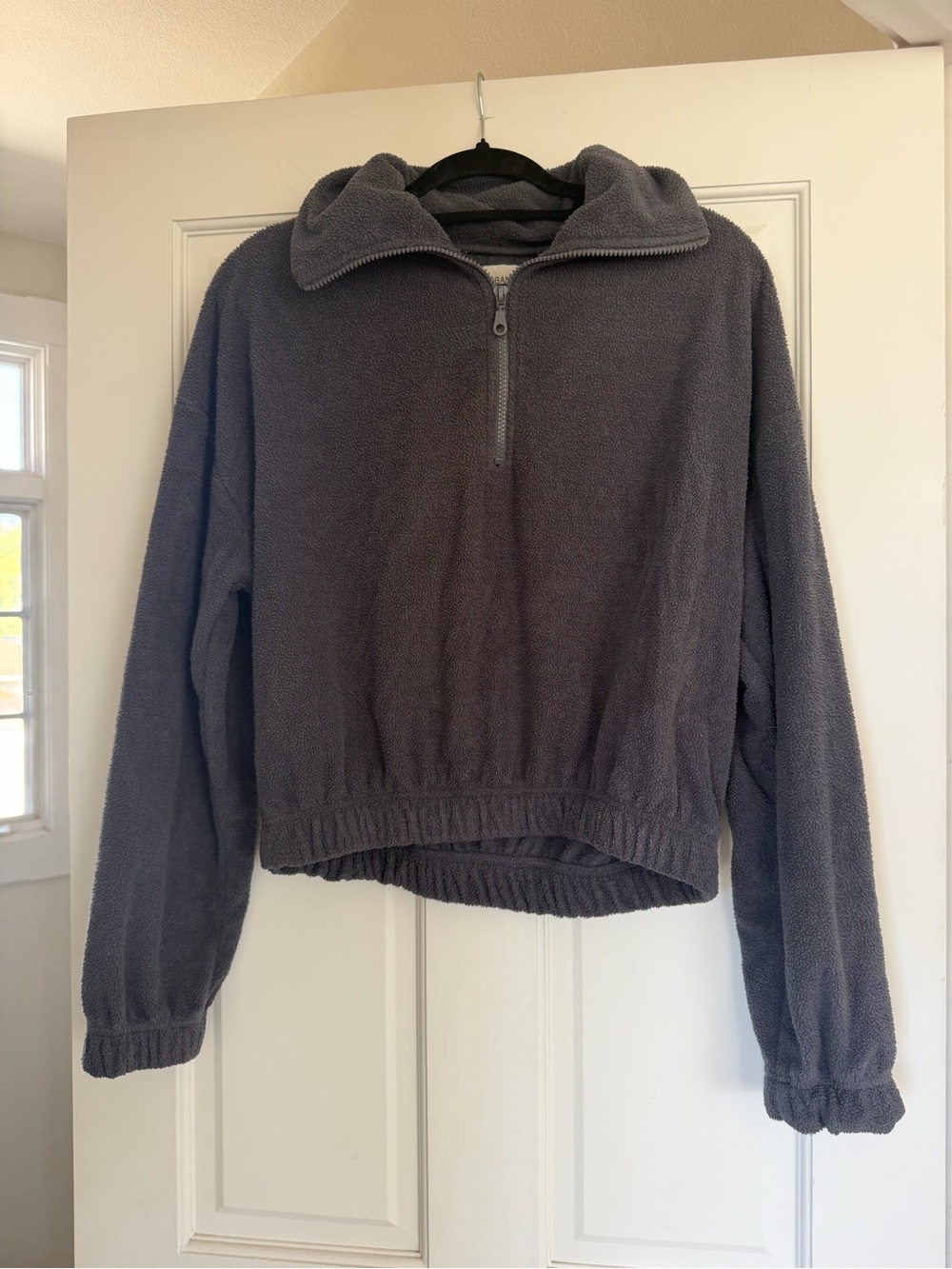 Urban Outfitters Charcoal Gray Teddy Half-Zip Jacket